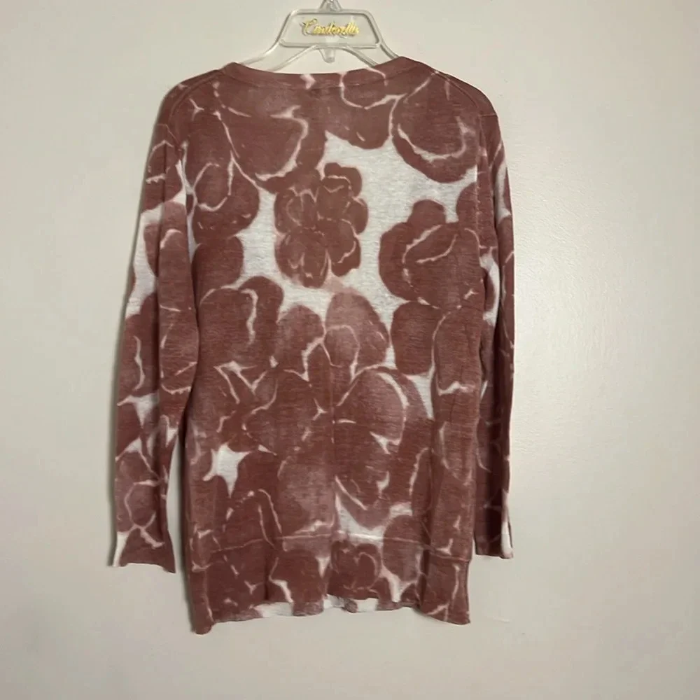 J. Crew‎ Silk & Linen Bold Floral Cardigan Sweater Size Small Coastal Classic